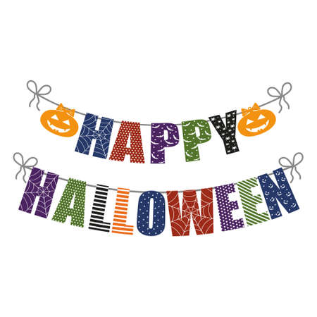 festive garland banner for Halloween, color isolated vector illustration.のイラスト素材