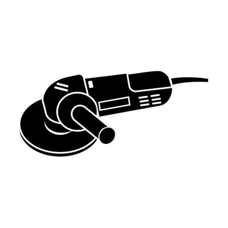 set of construction tools grinding machine, black icon stencil.のイラスト素材