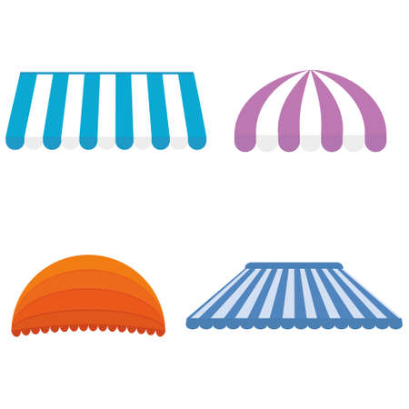 canopy design illustration set, color isolated illustration on white background.のイラスト素材