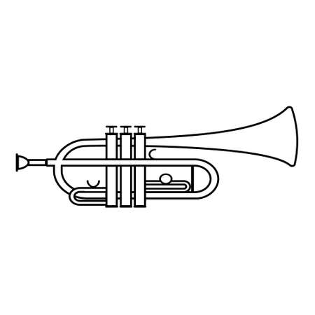 Set of musical wind instruments trombone, black contour isolated vector illustration.のイラスト素材
