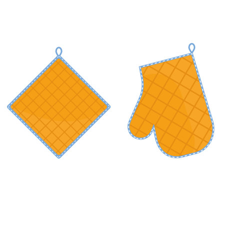 Oven mitt and oven mitt, color isolated vector illustration in the flat styleのイラスト素材