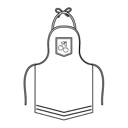 kitchen apron, black outline vector illustration, isolated on a white background.のイラスト素材