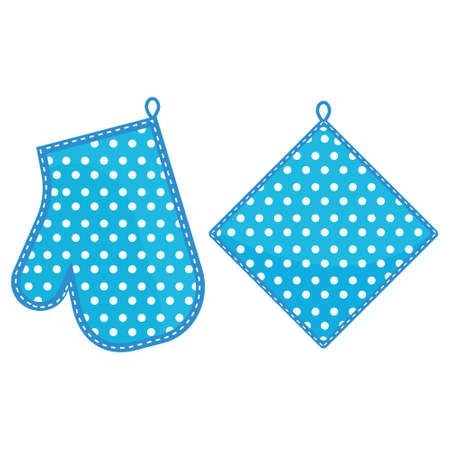 Oven mitt and oven mitt, color isolated vector illustration in the flat styleのイラスト素材