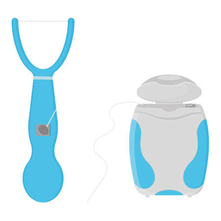 Medical device for flossing teeth, color isolated vector illustrationのイラスト素材