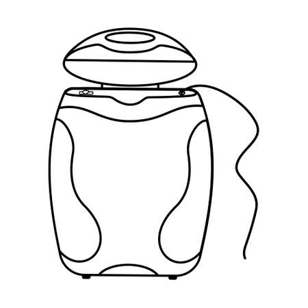 Dental floss, black outline, vector isolated illustration on a white background, doodle.のイラスト素材