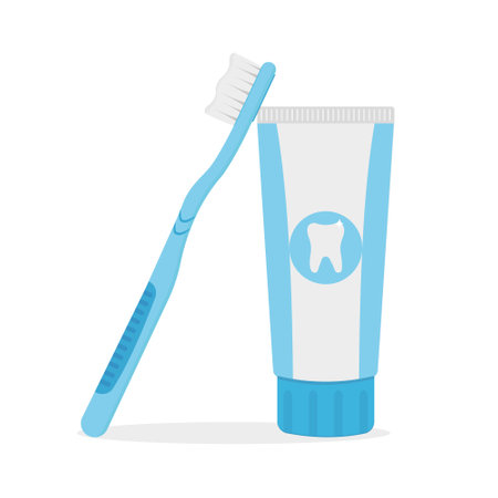Toothbrush and toothpaste vector isolated illustration on a white background cartoon style.のイラスト素材