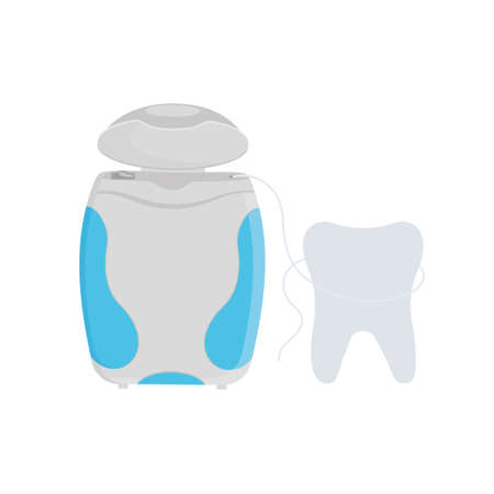 floss toothDental floss and tooth, color vector isolated illustration on a white background, doodle.のイラスト素材