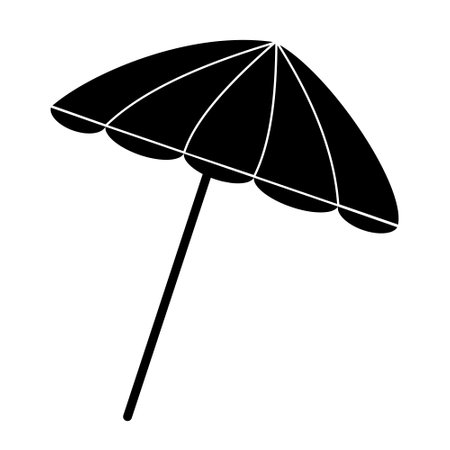 Sun umbrella, black silhouette icon, vector isolated illustrationのイラスト素材