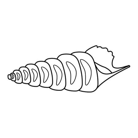 Isolated seashell. Vector illustration of a black contour line, in the style of a doodle.のイラスト素材