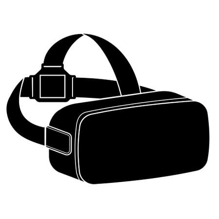 virtual reality glasses isolated on white background, black silhouette style icon.のイラスト素材