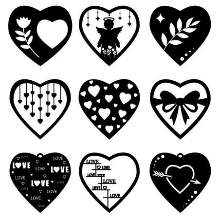 Set of icons heart symbol of love, vector isolated illustration templateのイラスト素材