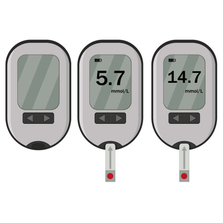 Glucose meter, A device for measuring blood sugar, color vector isolated illustrationのイラスト素材