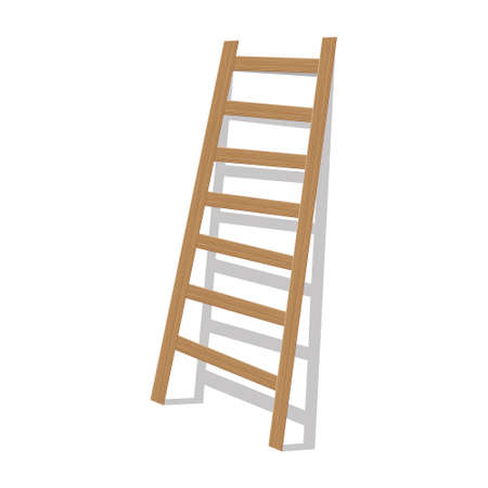 Wooden staircase isolated on a white background. Color vector illustration.のイラスト素材