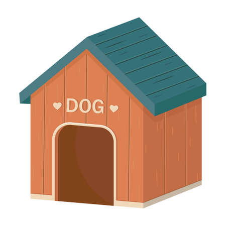 Wooden doghouse, color vector isolated cartoon-style illustrationのイラスト素材