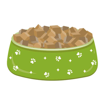 A bowl of food for dogs and cats. Vector illustration in a flat style, isolated on a white background.のイラスト素材