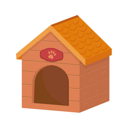 Wooden doghouse, color vector isolated cartoon-style illustrationのイラスト素材