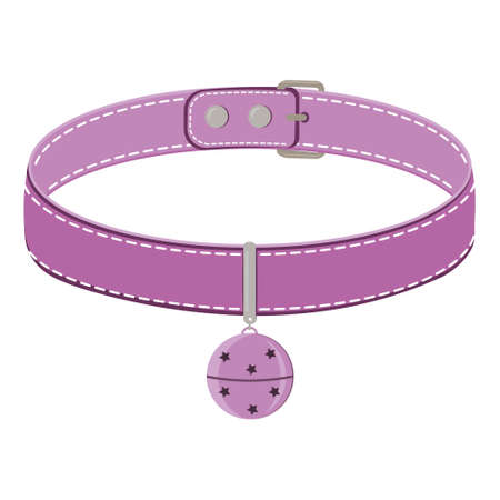 A collar for cats and dogs with a pendant. Vector color isolated cartoon-style illustration.のイラスト素材
