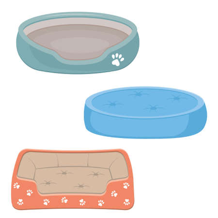 set of bed for dogs and cats, color isolated vector illustrationのイラスト素材