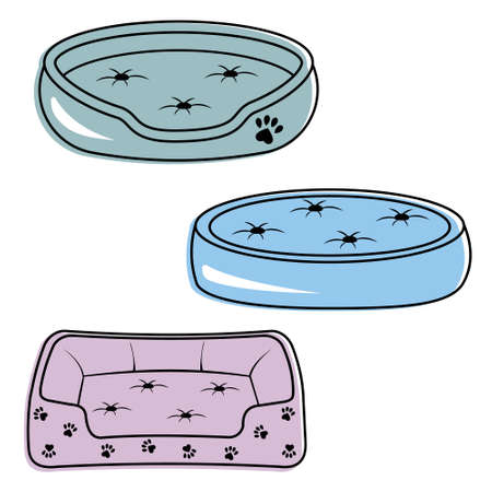 set of bed for dogs and cats, color isolated vector illustrationのイラスト素材