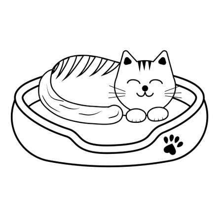 bed for dogs and cats, color isolated vector illustrationのイラスト素材