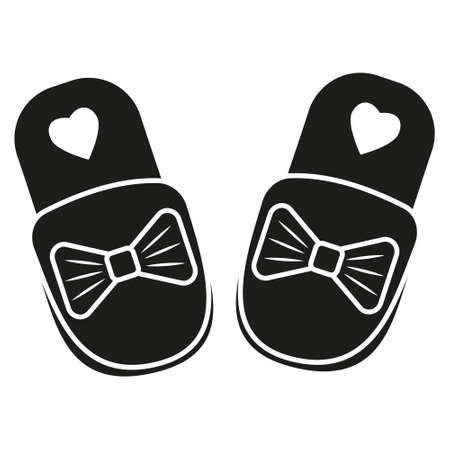 Cute Cozy Home Slippers Black Stencil Iconのイラスト素材