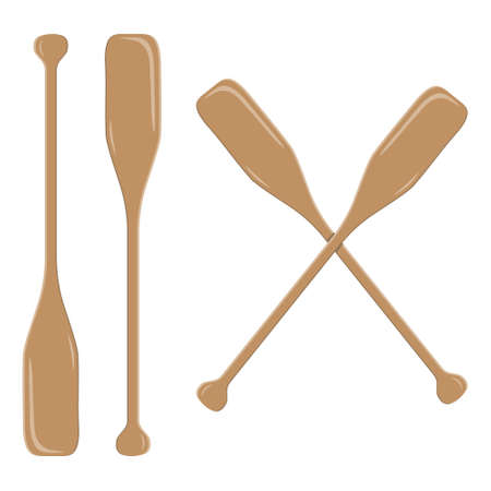 Wooden boat oars, color isolated vector illustration on white background.のイラスト素材