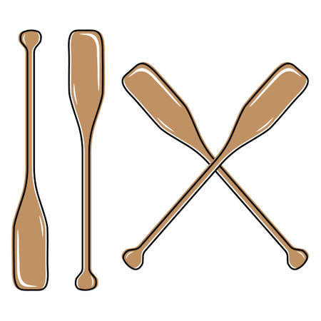 Wooden boat oars, color isolated vector illustration on white backgroundのイラスト素材