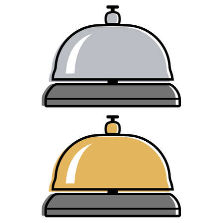 Hotel desk bell, service bell, bell icon at the reception. Flat vector illustration.のイラスト素材