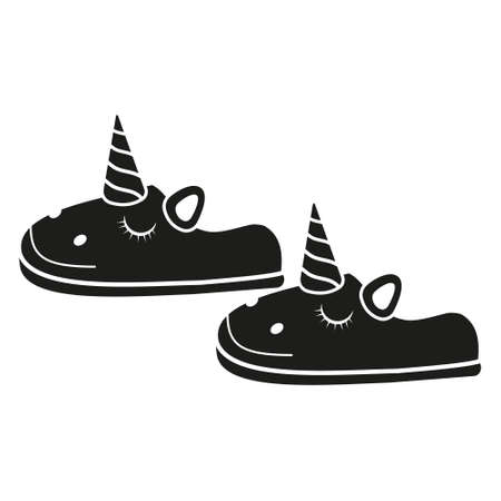Cute Cozy Home Slippers Black Stencil Iconのイラスト素材