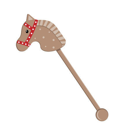 Childrens wooden horse for riding is an isolated vector illustration on a white background.のイラスト素材