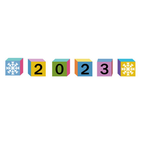 Figure 2023 of colored cubes, Christmas holiday, color vector isolated illustration.