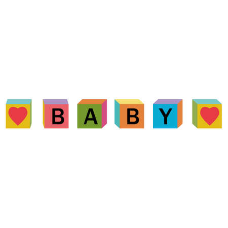 The word baby made of wooden cubes, color vector illustration, lettersのイラスト素材