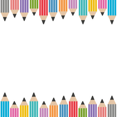 A set of colored pencils with a text frame, color vector isolated illustrationのイラスト素材