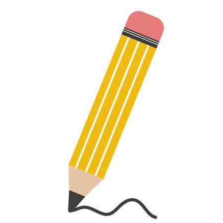 Simple school pencil draws a line, color vector isolated illustrationのイラスト素材