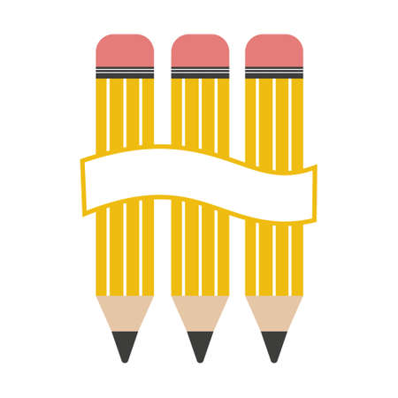 Pencil set with text frame, color vector isolated illustrationのイラスト素材