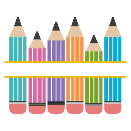 A set of colored pencils with a text frame, color vector isolated illustrationのイラスト素材