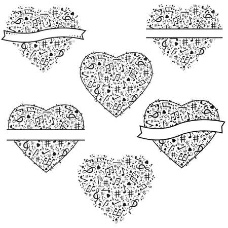 Musical heart with notes, vector isolated illustrationのイラスト素材