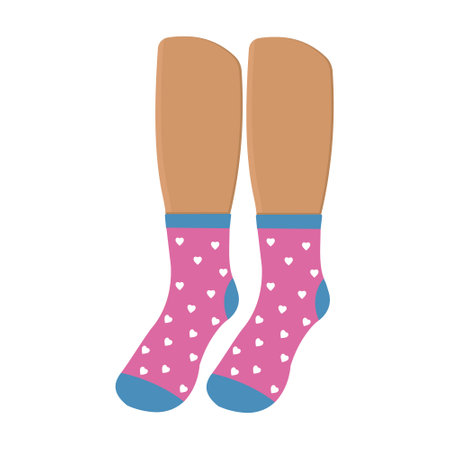 Colored socks on feet, color vector isolated cartoon-style illustrationのイラスト素材