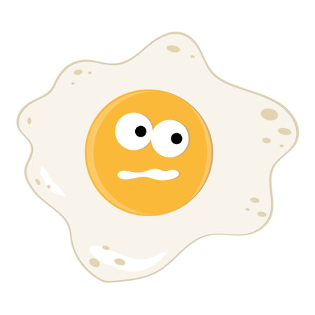 Cute character fried eggs. Color isolated Vector illustration of kawaii cartoon.のイラスト素材