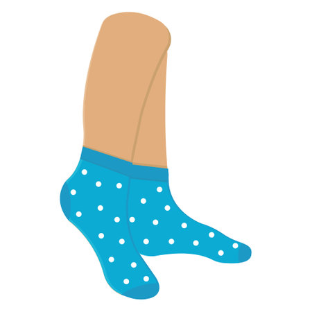 Colored socks on feet, color vector isolated cartoon-style illustrationのイラスト素材