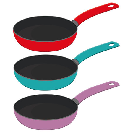Frying pans, color vector illustration in cartoon styleのイラスト素材