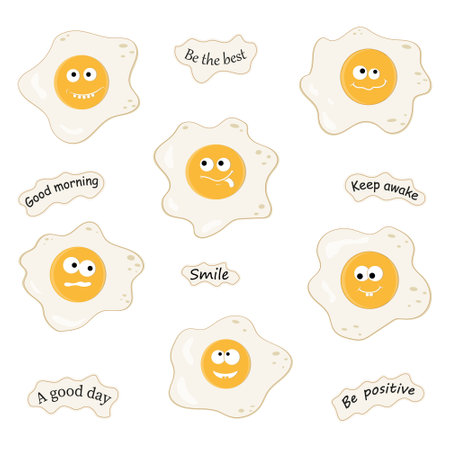 Cute character fried eggs. Color isolated Vector illustration of kawaii cartoonのイラスト素材