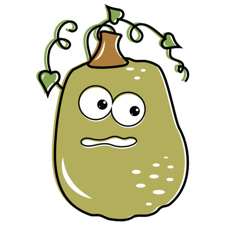 Isolated cartoon orange pumpkin with a kawaii face on a white background. Cute funny character. Flat design.のイラスト素材