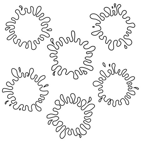 Blob with drops , black outline, vector illustration in cartoon styleのイラスト素材