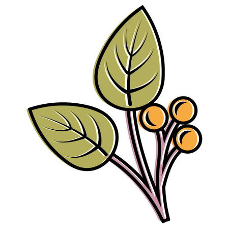 Colorful autumn leaves and berries. Isolated on white background. Simple cartoon flat style. vector illustration.のイラスト素材