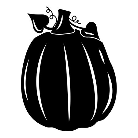 Autumn vegetable pumpkin, black silhouette, vector isolated illustration iconのイラスト素材