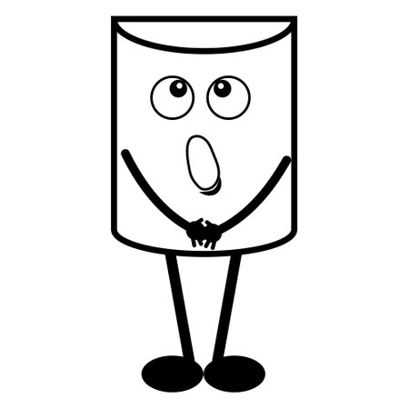 Characters, colorful three-dimensional geometric shapes of kawaii, black outline, doodle style, childrens illustrationのイラスト素材