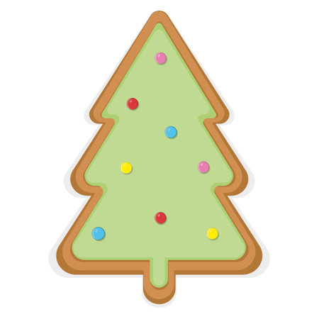 Christmas Ginger cookies Christmas tree, color Vector illustration.のイラスト素材