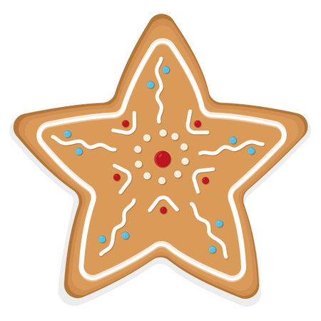 Christmas Ginger cookies star, color Vector illustration.のイラスト素材