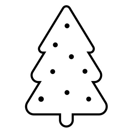 Christmas Ginger cookies Christmas tree in doodle style, vector illustration contourのイラスト素材